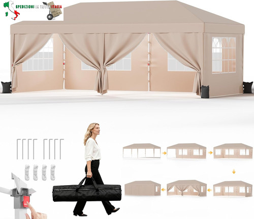 Gazebo 3x6m pieghevole altezza - gazebo,